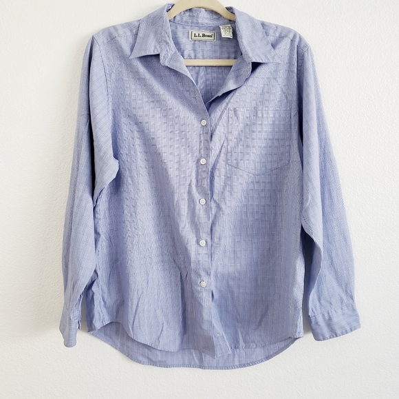 L.L. Bean Tops - L.l.Bean Blue Glen Check Plaid Button Up Shirt Size 12